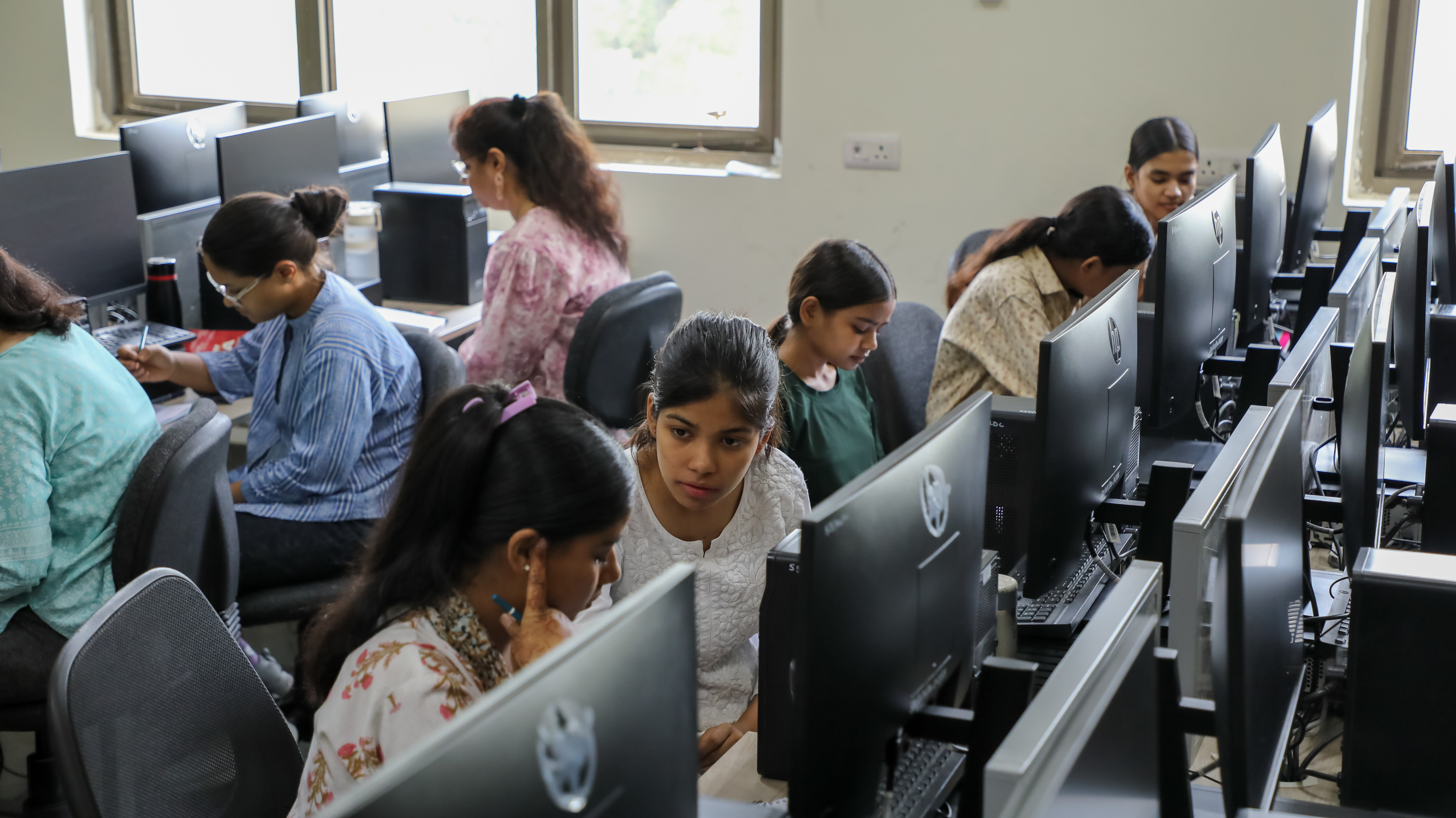 Students working at computers