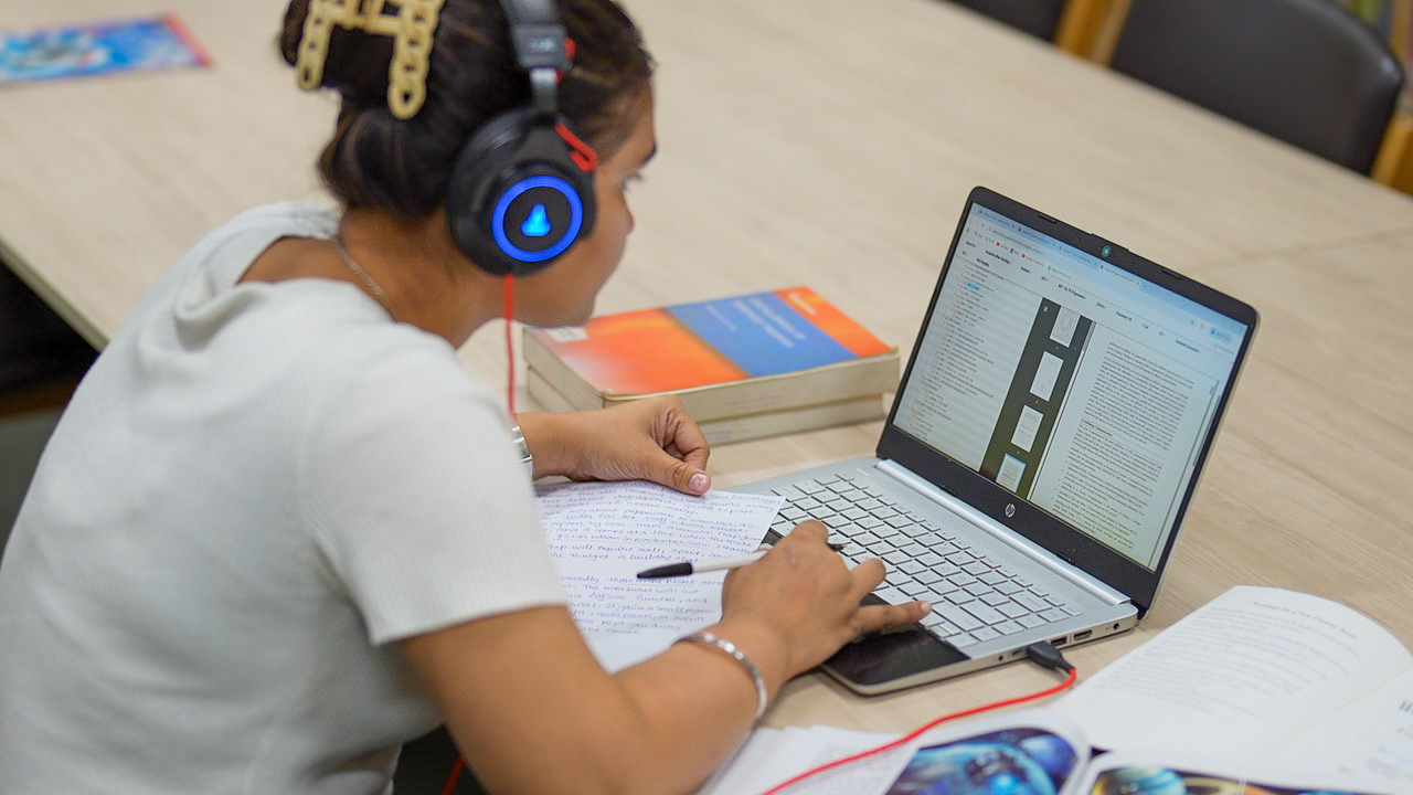Student studying